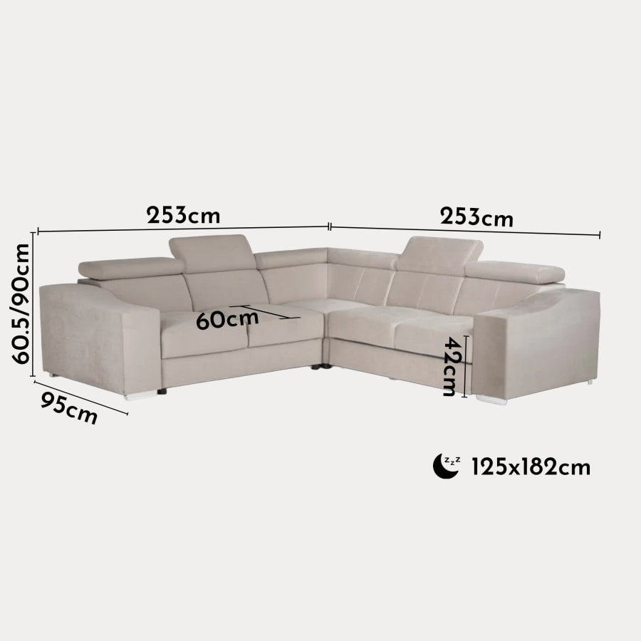 Canap&eacute; d&rsquo;angle convertible r&eacute;versible en velours beige